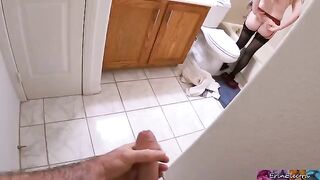 The stepson saw his sexy stepmom undressing after work and masturbating in the shower