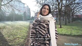 A beautiful brunette, biology student Lena Coxx, gets fucked by a stranger