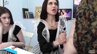 A labor teacher fucked two students right in class in a steamy scene