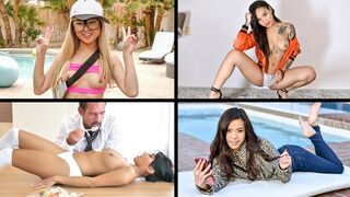Little Asians doing their thing, Ember Snow, Honey Gold, Lulu Chu, and Vina Sky
