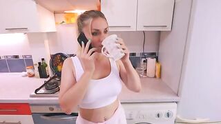 The wife called a friend to her lover, while the husband was in the kitchen