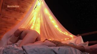 Romantic sex with a beautiful woman and her husband outdoors