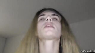 Young girl with pink lips shakes ass and gets fucked hard
