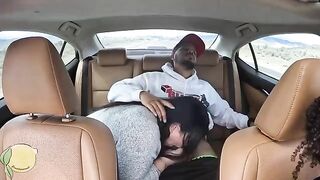 An ebony beauty got fucked in an Uber by two guys, including Frecklemonade