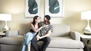 A boyfriend's first experience with two girls giving him a BJ