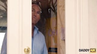 The gorgeous blonde cheats on her BF with the stepdad