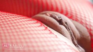 Honey loves when her pussy is caressed in close-up shots. It's really hot