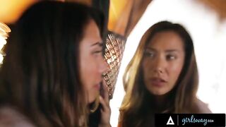 Beautiful brunette Eva Lovia has sex with her wife in a rented cabin