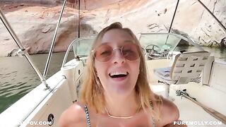 Babe has sex on the boat with her boyfriend using Molly Pills