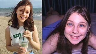 Cute girl serves as a submissive cumdumpster at the beach
