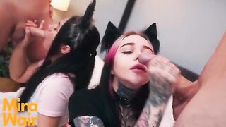 Two kittens cum in ass Anna Batman, a passionate orgy scene