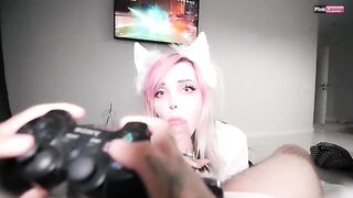 I played Genshin Impact while my pretty stepbrother's bitch sucked my dick