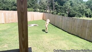 Nude fun in the backyard and on the porch for everyone to see