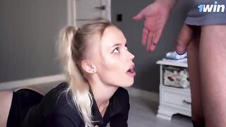 Mama happened to see her stepson's cock and wanted to suck it
