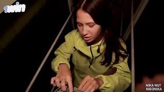 A girl made a daring sex act for money under the bridge
