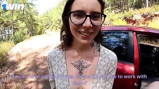 Fixed her car and got a hard dick in her ass in a risky spot!