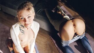 A cute petite girl got fucked hard while her yoga pants were down