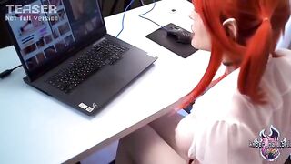 Redhead elf girl masturbates with a big toy until she comes