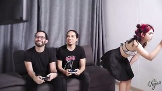 Latina slut Cindy Luna gets her cunt smashed by two cocks in a rough DP