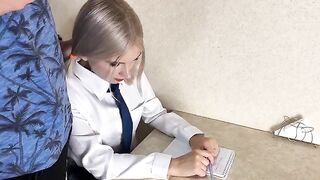 A cute girl is having sex with her handsome tutor in a steamy scene