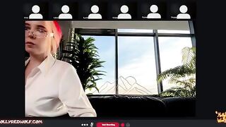 The girl with glasses has sex with her boyfriend on Zoom call