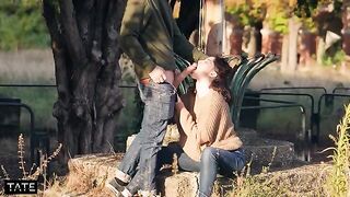 Fitness model riskily fucked sweet girl in public place, showcasing daring passion