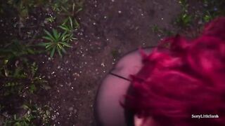 Outdoor anal sex with Russian beauty and cottage cheese creampie