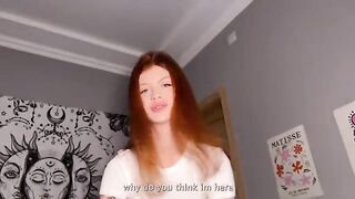 A red-haired girl clung to the man and started to suck him