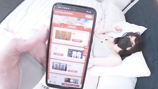 A Chinese girl with big tits got caught jerking off and was fucked to squirt