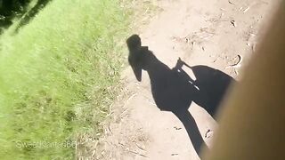 A cutie got fucked outdoors by a muscular guy in the forest