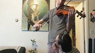 The couple was interrupted while trying to practice violin