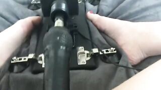 A girl gets fucked by a machine and comes loudly
