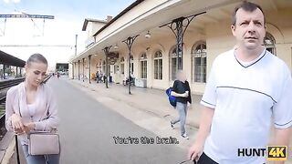 The man is catching girls in public places and paying them for sex in provocative scenarios
