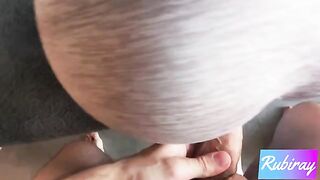 Hot step sister does her yoga with ripped leggings, ending with a creampie