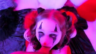 You better see this kinky clown blowjob and facial action!