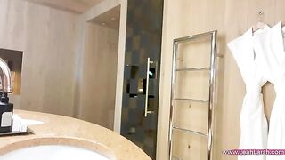 Redhead babe Leah Meow gets fucked hard by Johnny Sins in a hotel room
