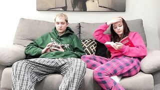 Step Brother Watch Porn and Jerk Off Next to Step Sister, Who Gives Him a Handjob