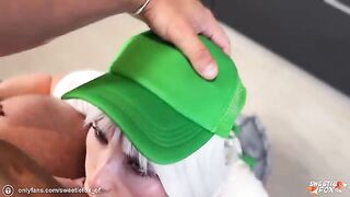 Blonde barista offered rough sex instead of coffee in POV