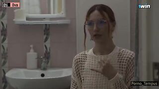 The Russian schoolgirl was fucked by two guys after classes