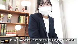 The gardener fucked the Asian teacher in the classroom