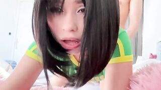 My stepsister asked me to cum on her face with a Brazilian twist