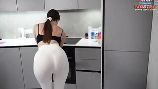 The cleaning lady polished the cock of a wealthy man