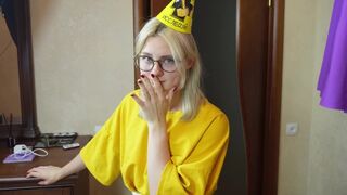 A woman celebrated her birthday with intense passion, her stepbrother deep inside