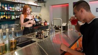 The customer went to the bar and had sex with a hot bartender in lingerie