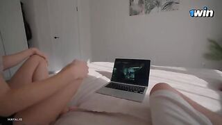My step sister replaced TV series with my cock