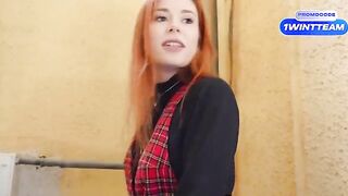 A busty girl got fucked by a YouTuber in the corridor and at his house