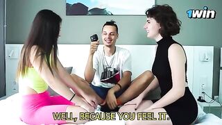 The couples participate in a sensual lesbian kiss challenge