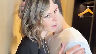A woman was fucked by two cocks after a night out and got cum on her face