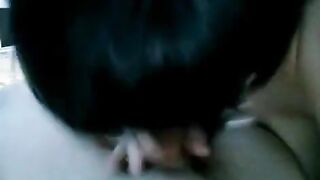A drunk brunette woke her husband with a blowjob, a steamy homemade scene