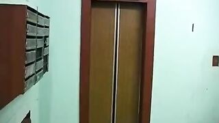 A blonde sister gets her bro off on the balcony
